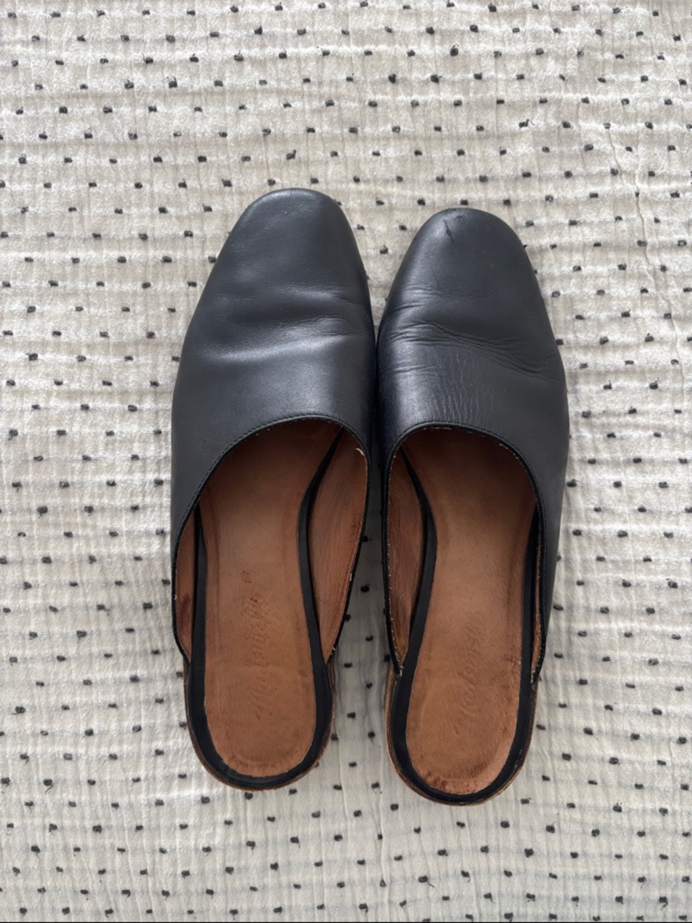 Madewell Black Leather Slip-On Mules